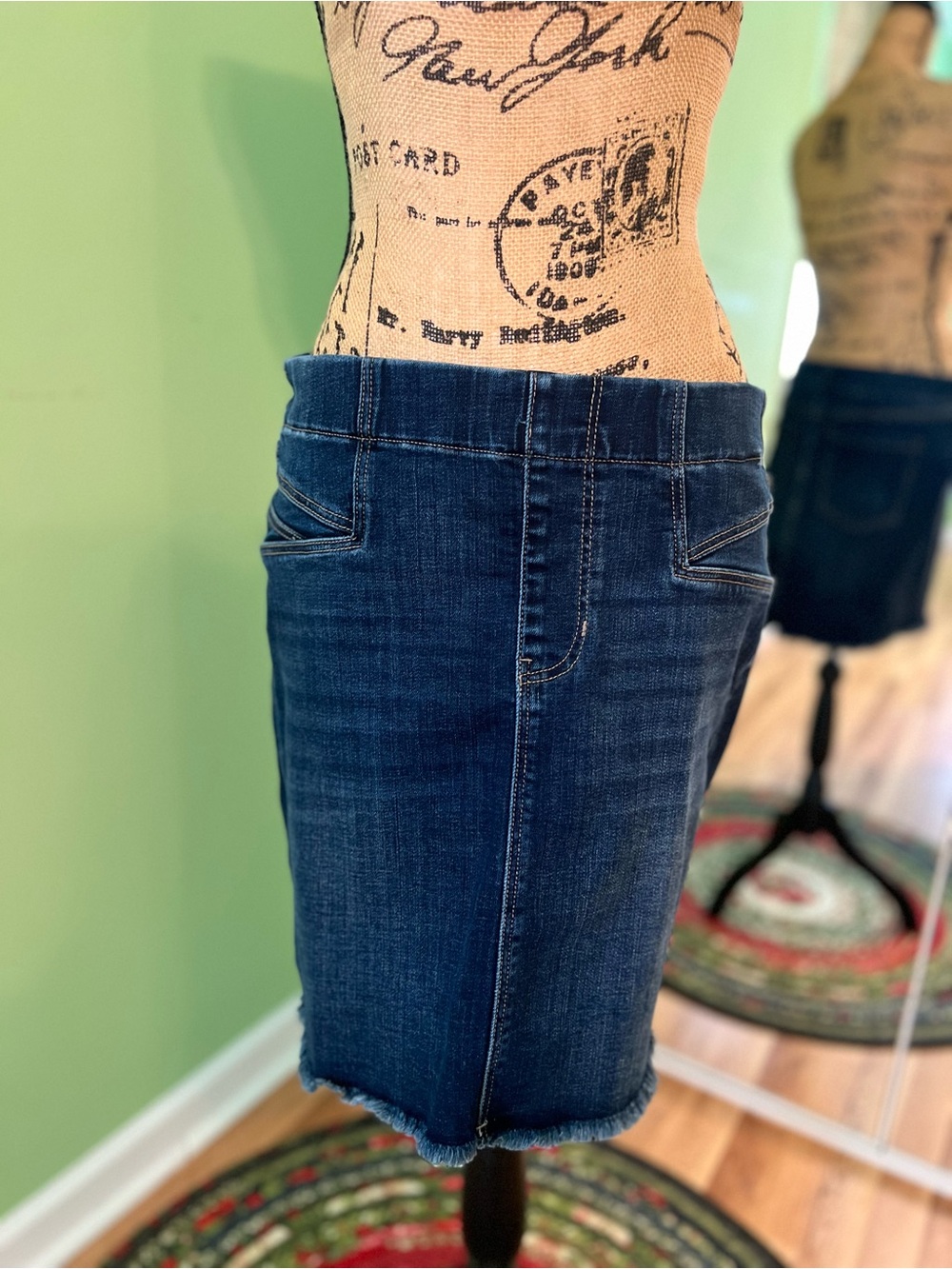 Liverpool Dark Blue Denim Pencil Skirt